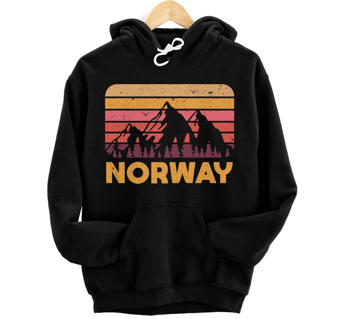 Norway Hiking Mountains Gift Retro Norway Pullover Hoodie