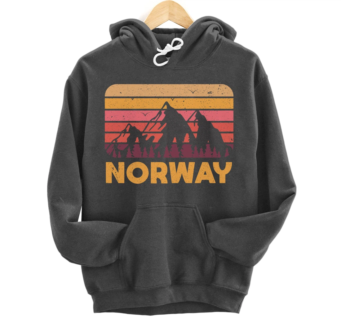 Norway Hiking Mountains Gift Retro Norway Pullover Hoodie