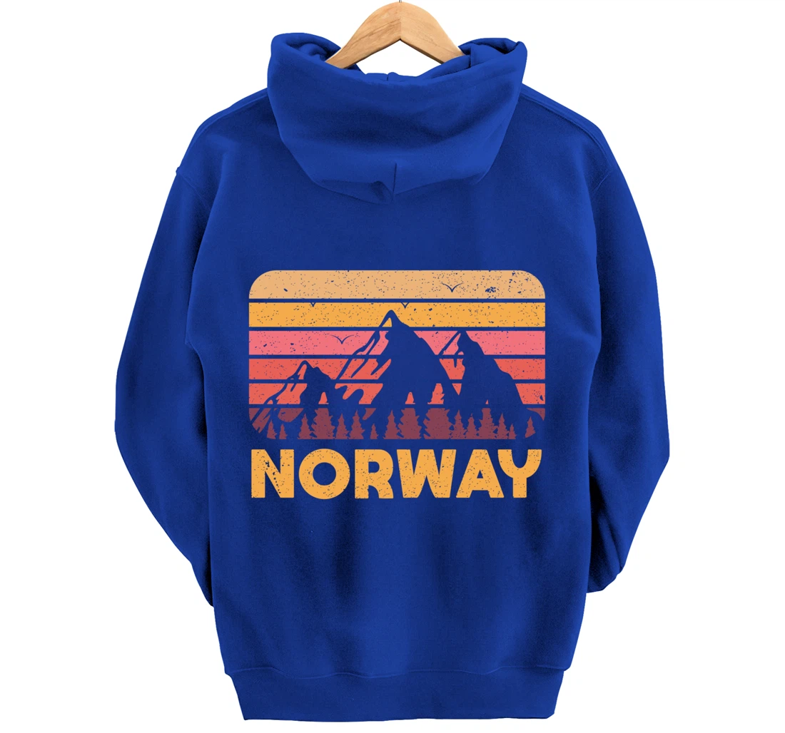 Norway Hiking Mountains Gift Retro Norway Pullover Hoodie