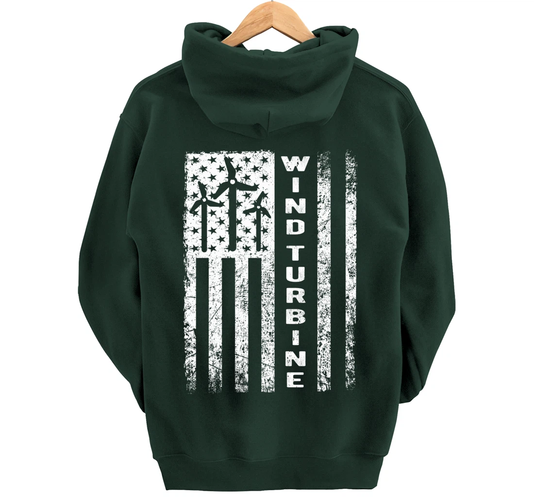 Wind Turbine Flag - Wind Power Outfit Windmill Operator Gift Pullover Hoodie
