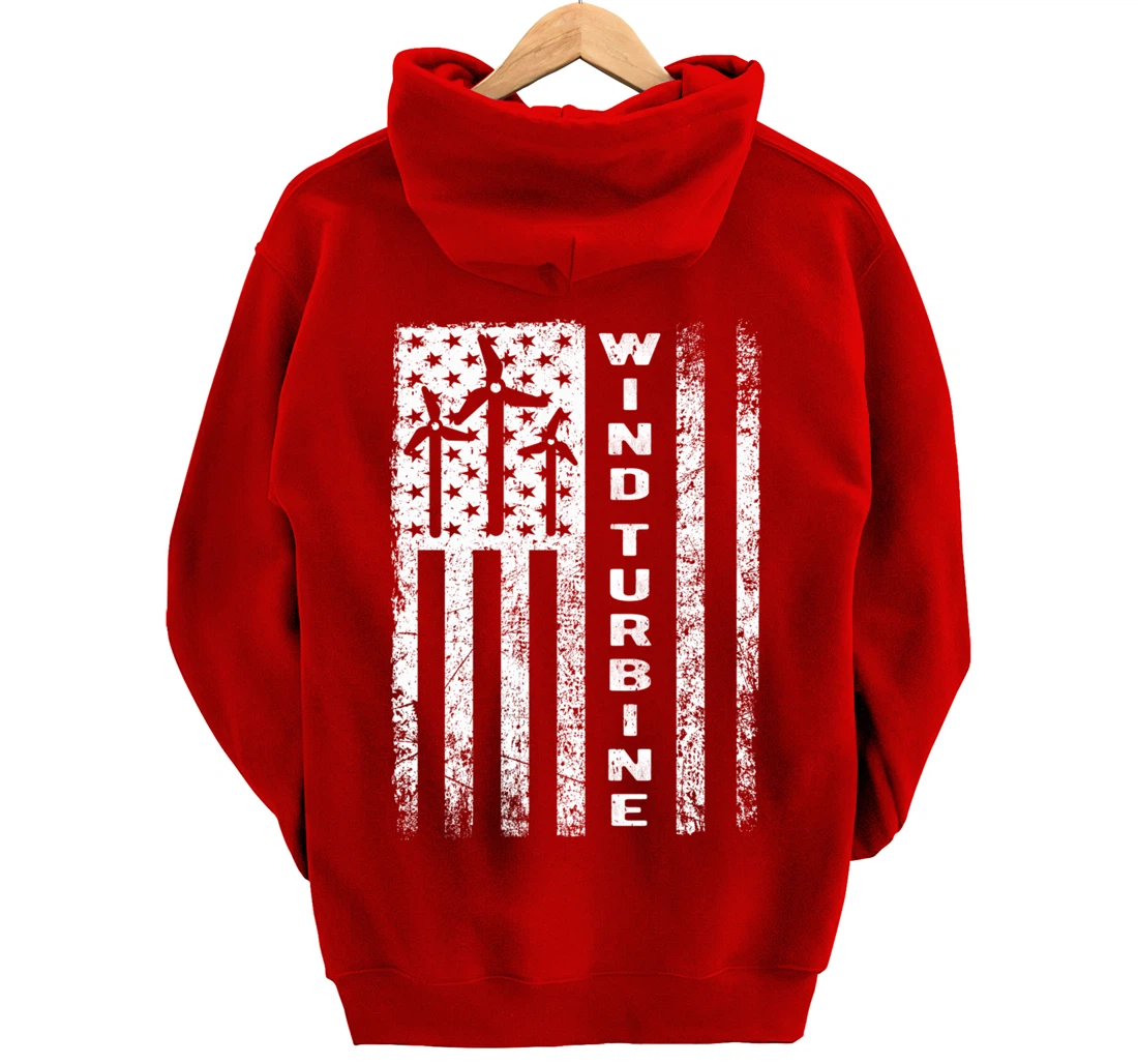 Wind Turbine Flag - Wind Power Outfit Windmill Operator Gift Pullover Hoodie