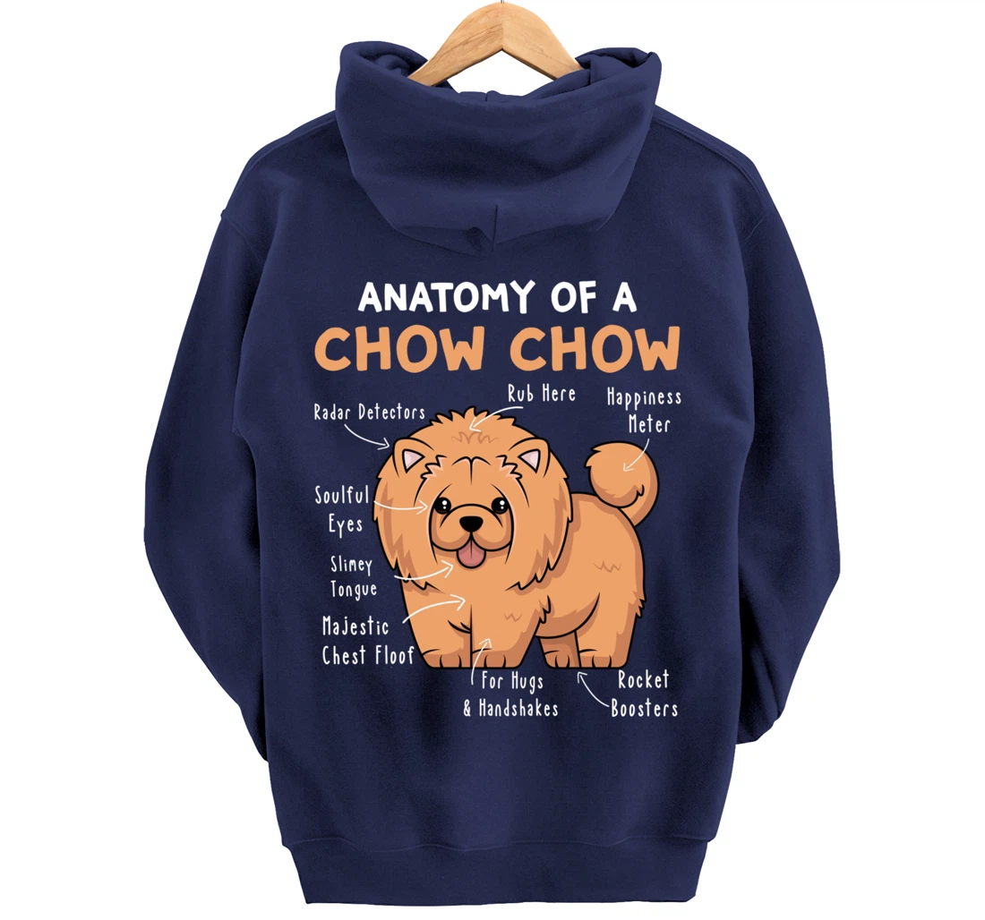 Anatomy of a Chow Chow Funny Chow Chow Kawaii Graphic Pullover Hoodie