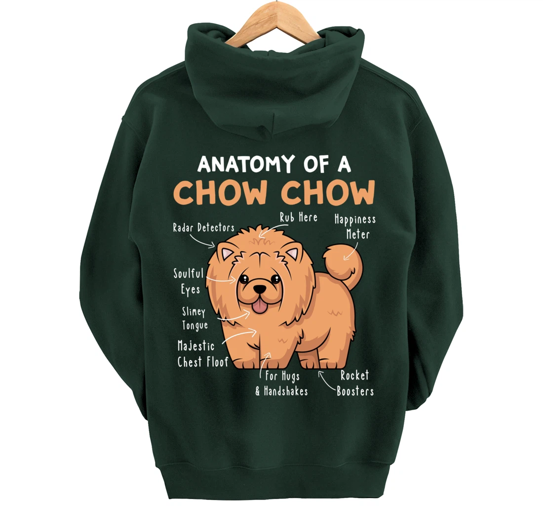 Anatomy of a Chow Chow Funny Chow Chow Kawaii Graphic Pullover Hoodie