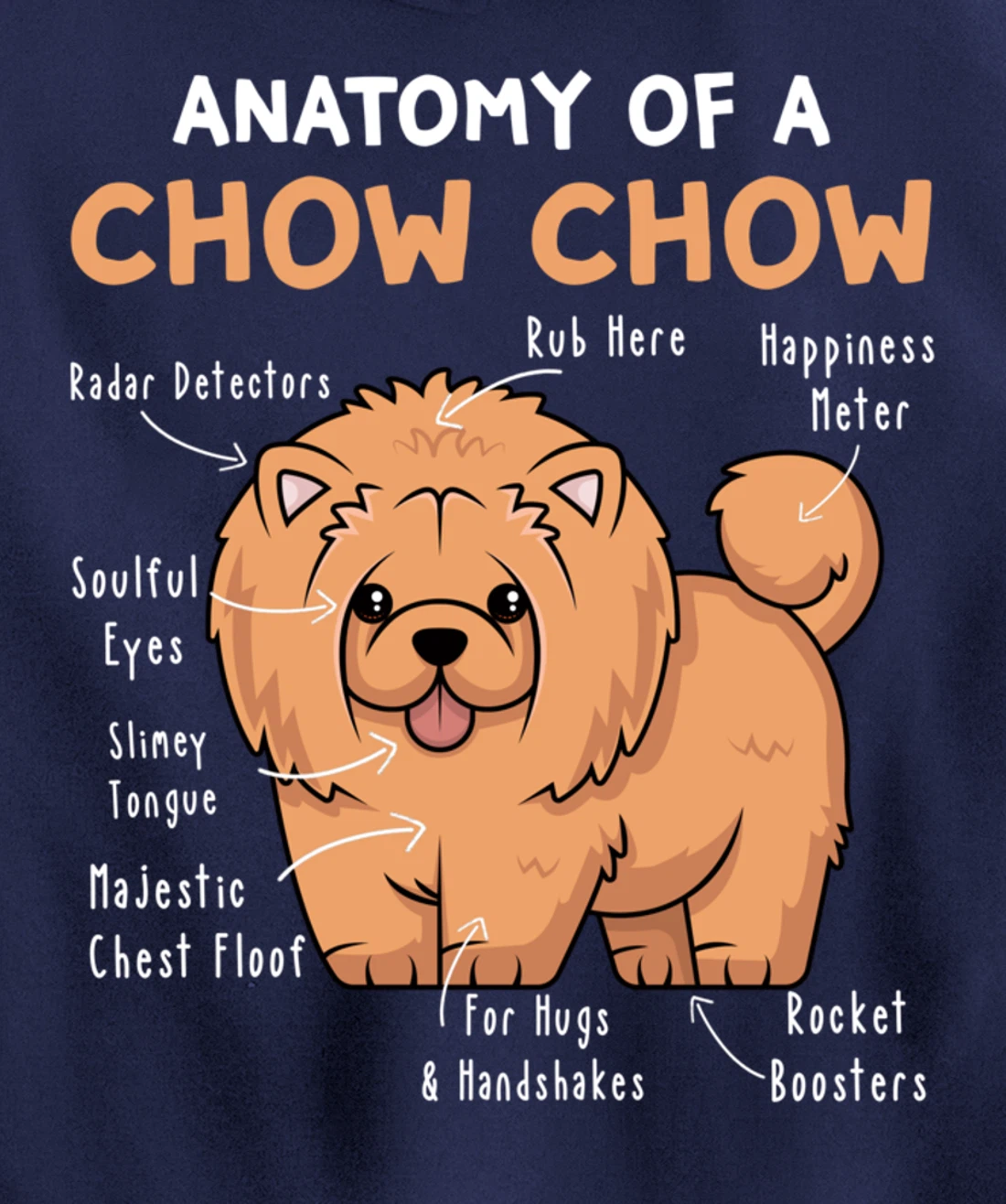 Anatomy of a Chow Chow Funny Chow Chow Kawaii Graphic Pullover Hoodie