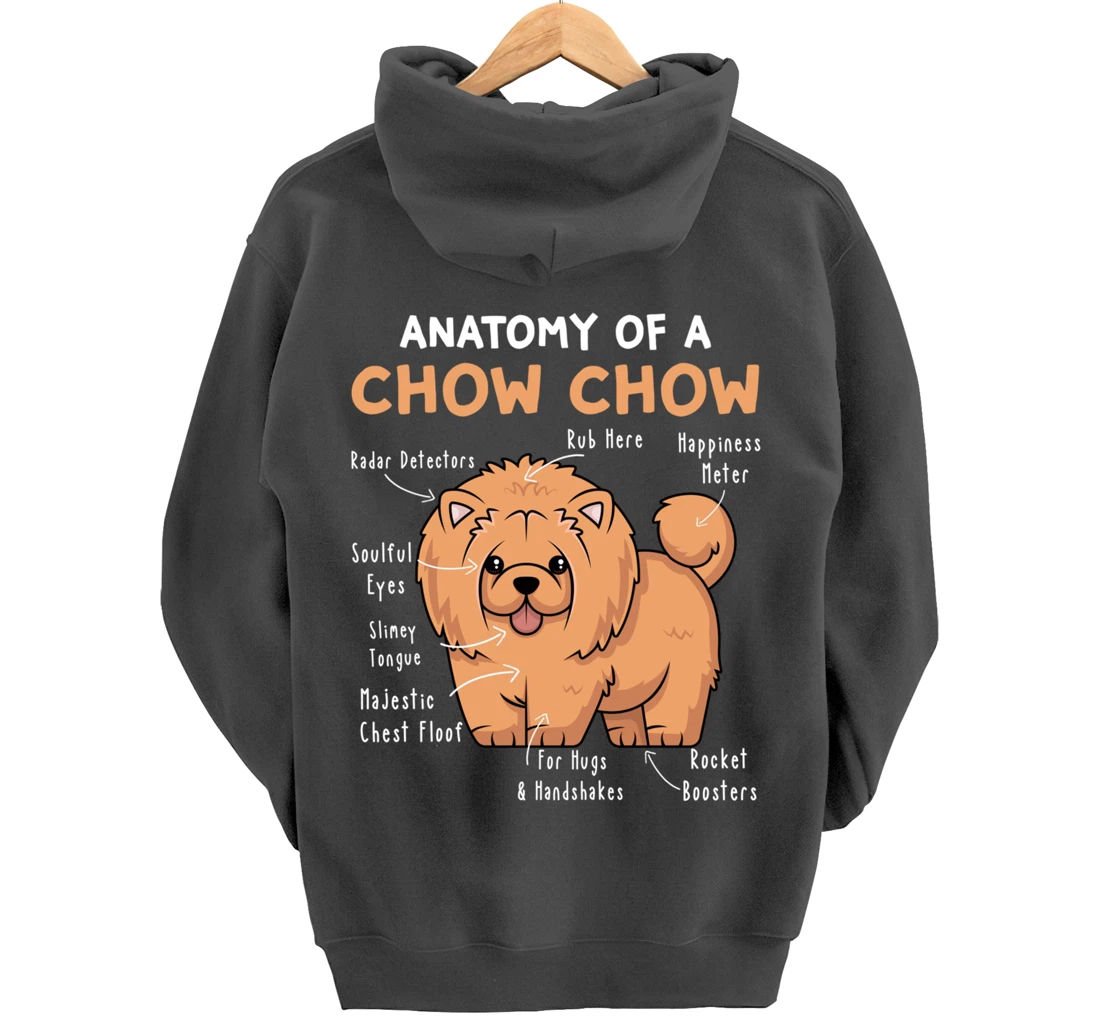 Anatomy of a Chow Chow Funny Chow Chow Kawaii Graphic Pullover Hoodie
