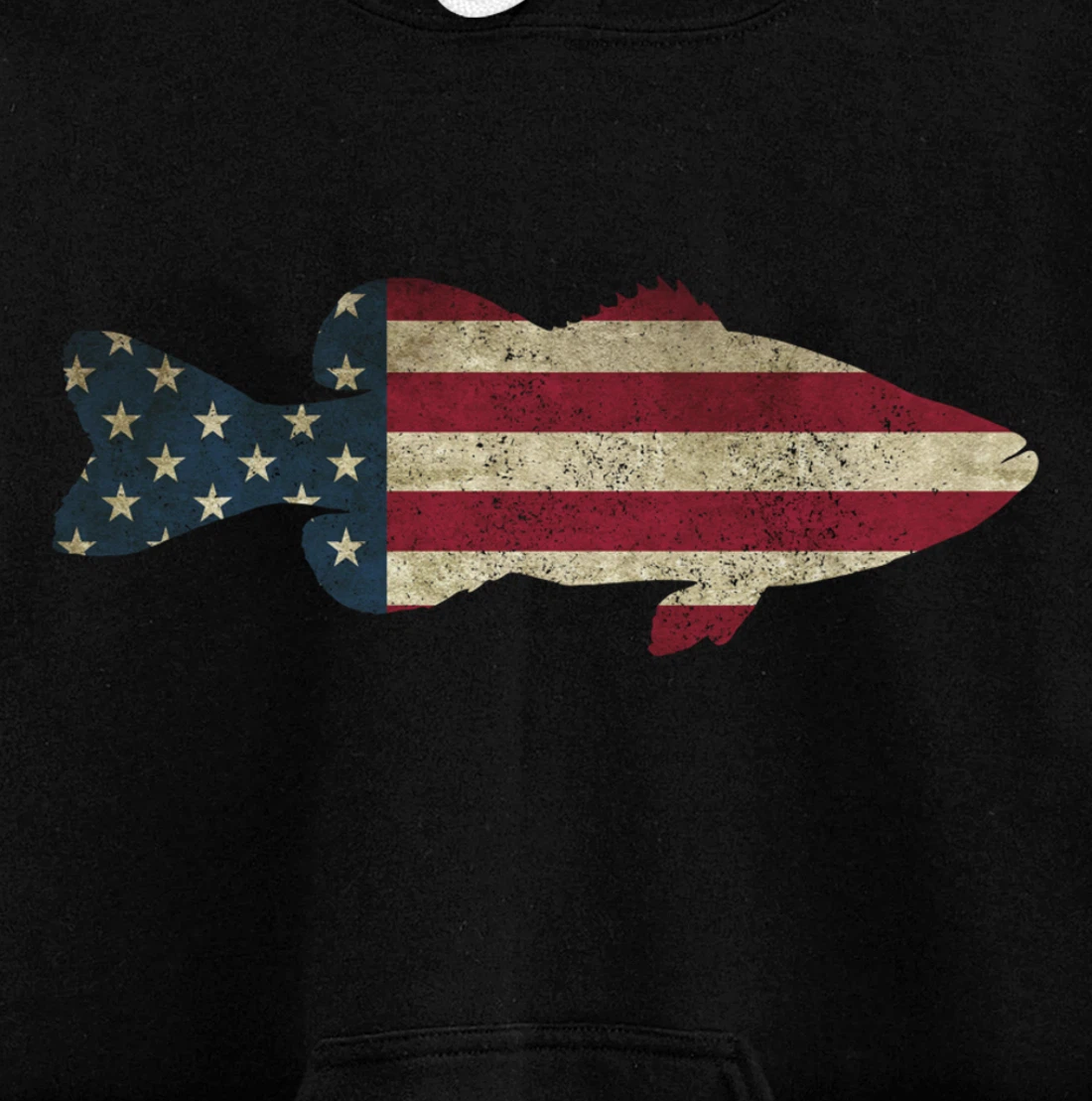 Bass Fishing American Flag Vintage Patriotic Fisherman Gift Pullover Hoodie