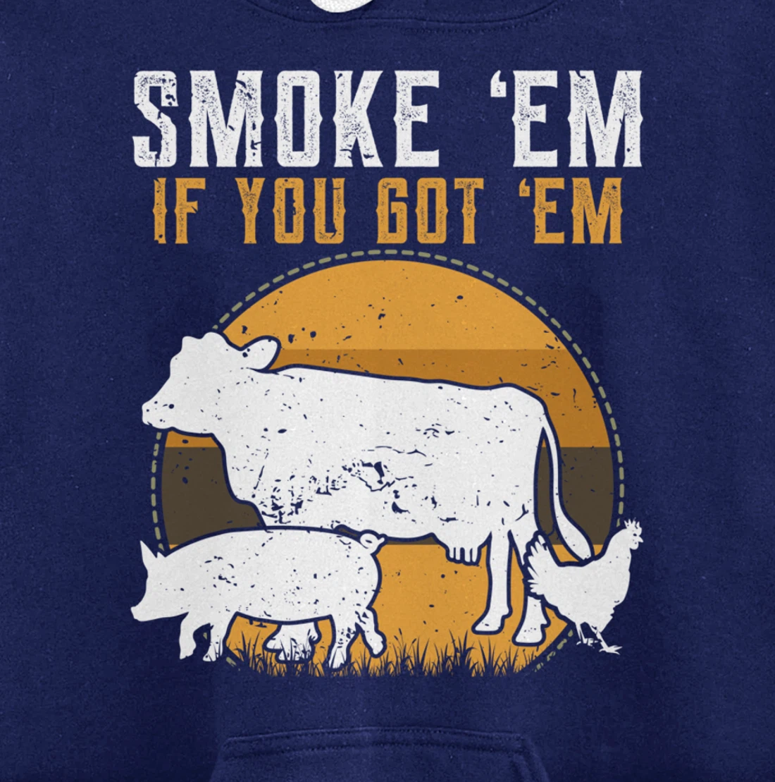 Retro BBQ Smoke 'Em If You Got Em Gift Grilling gift design Pullover Hoodie
