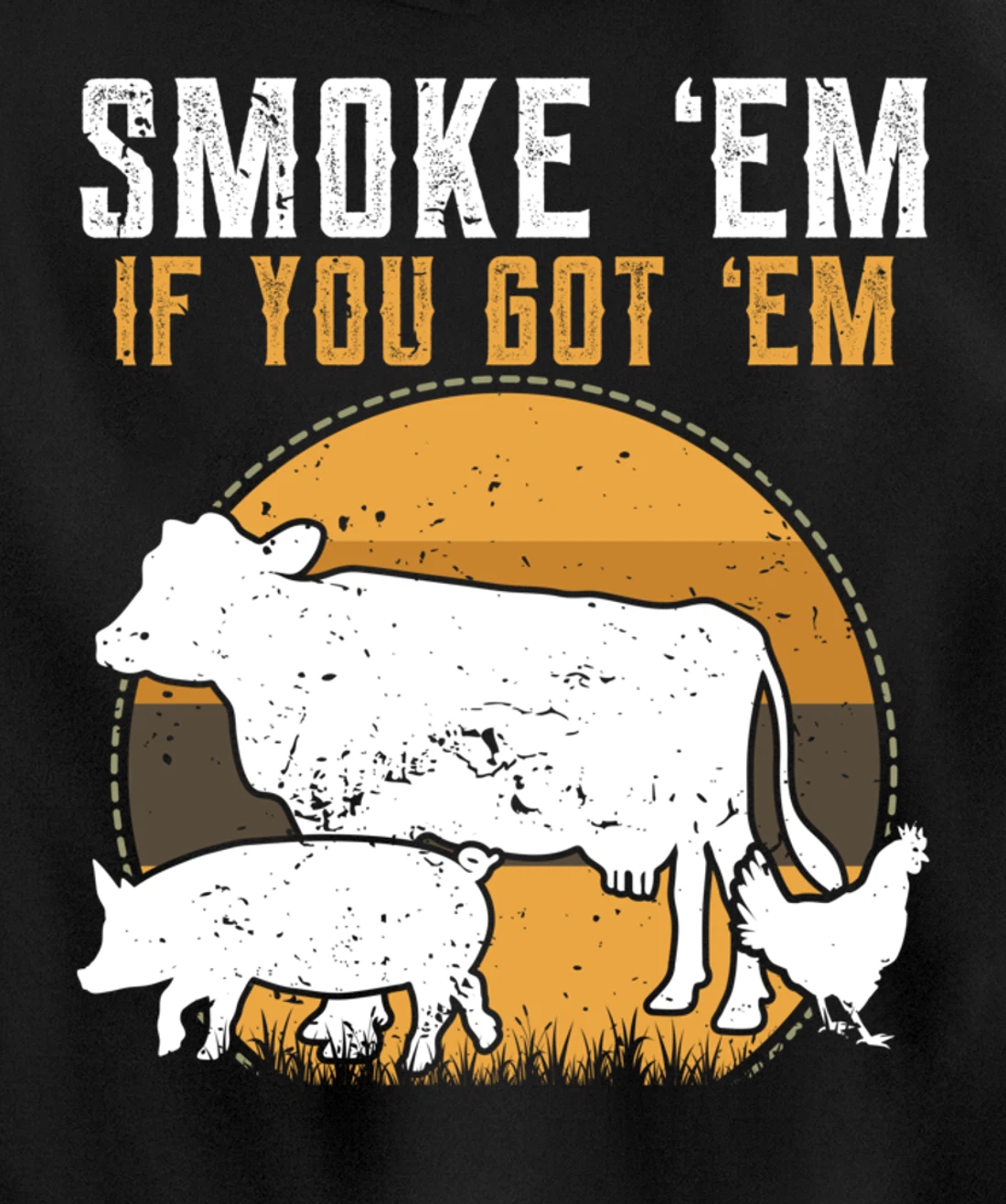Retro BBQ Smoke 'Em If You Got Em Gift Grilling gift design Pullover Hoodie