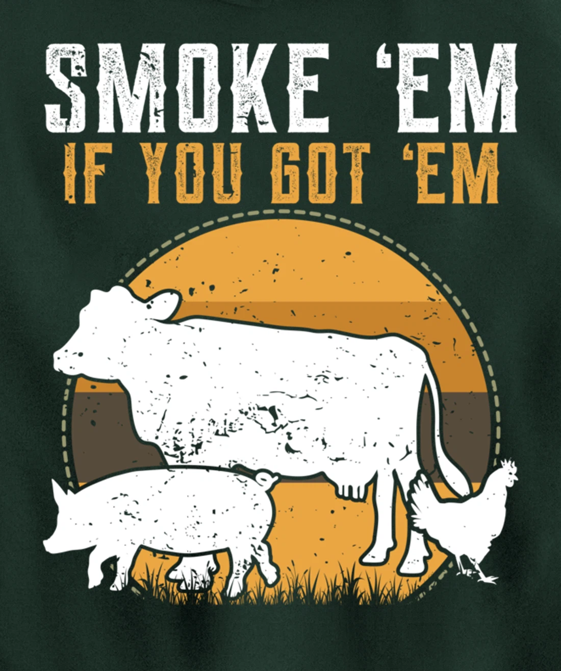 Retro BBQ Smoke 'Em If You Got Em Gift Grilling gift design Pullover Hoodie