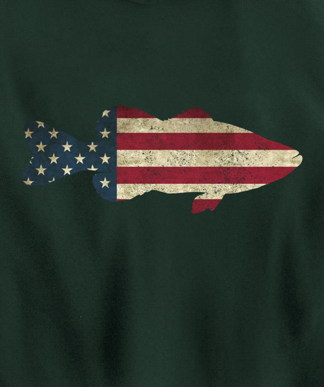 Bass Fishing American Flag Vintage Patriotic Fisherman Gift Pullover Hoodie