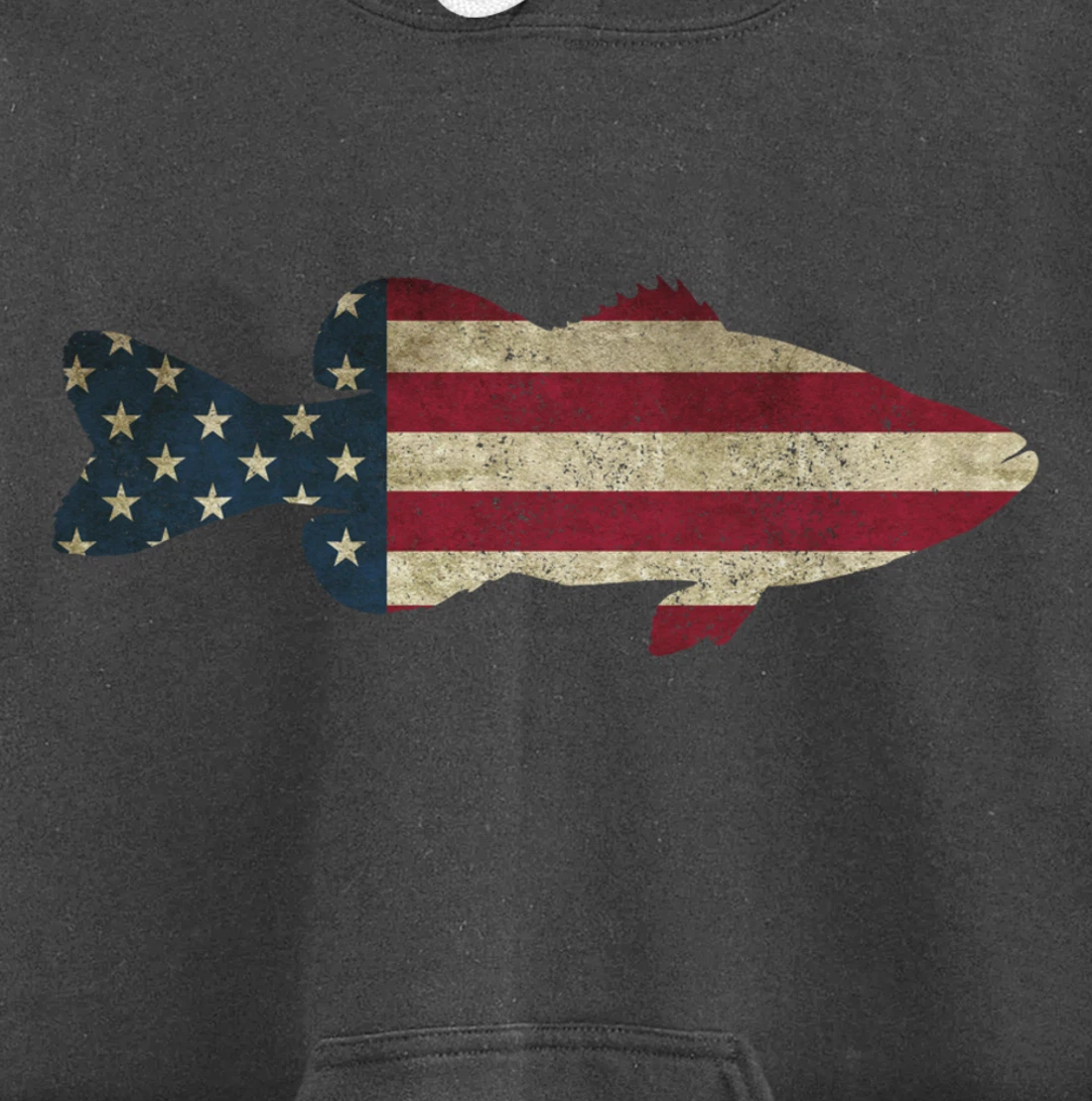 Bass Fishing American Flag Vintage Patriotic Fisherman Gift Pullover Hoodie