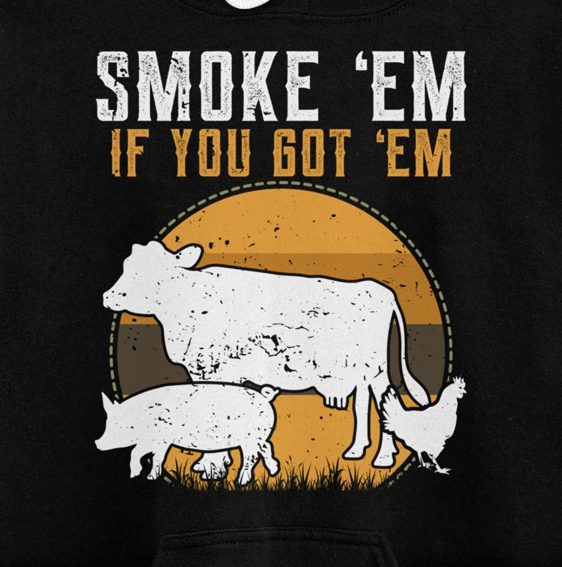 Retro BBQ Smoke 'Em If You Got Em Gift Grilling gift design Pullover Hoodie