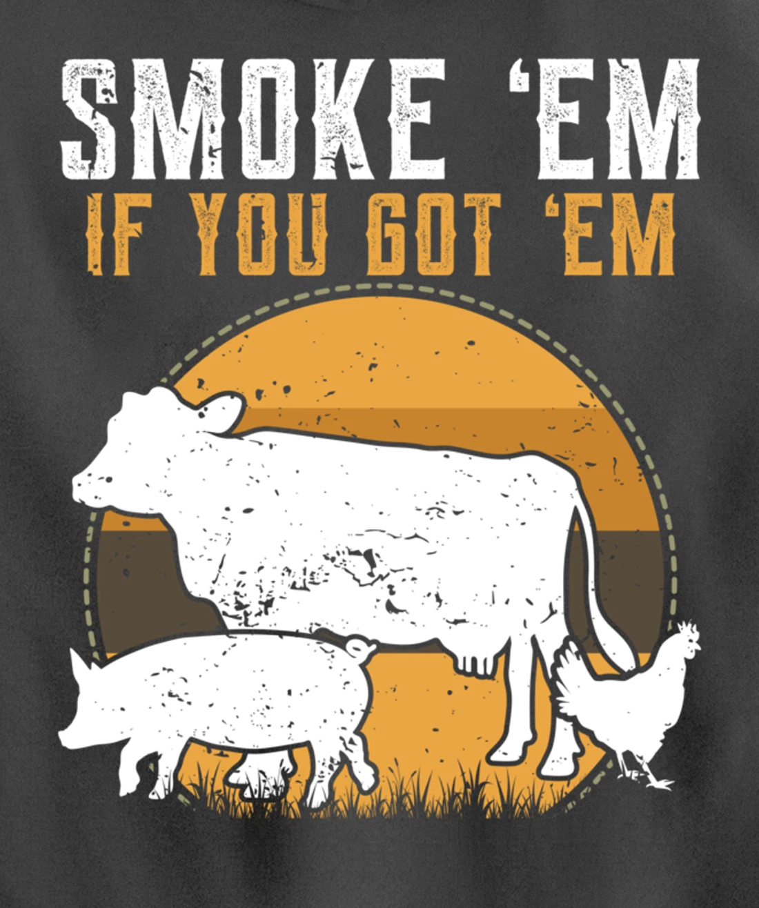 Retro BBQ Smoke 'Em If You Got Em Gift Grilling gift design Pullover Hoodie