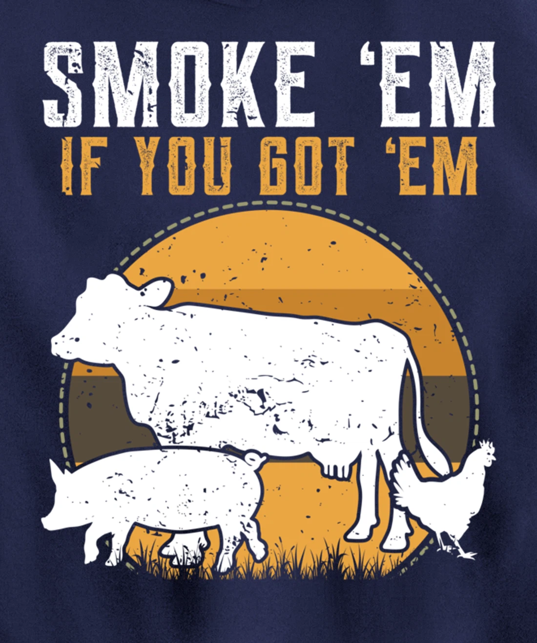 Retro BBQ Smoke 'Em If You Got Em Gift Grilling gift design Pullover Hoodie