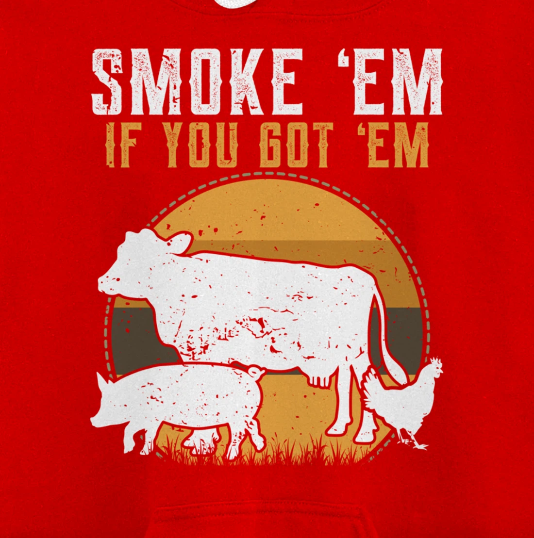 Retro BBQ Smoke 'Em If You Got Em Gift Grilling gift design Pullover Hoodie