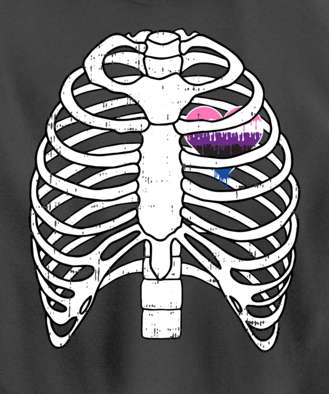 Genderfluid Heart Rib Cage Pride Flag LGBTQ Cool LGBT Gift Pullover Hoodie