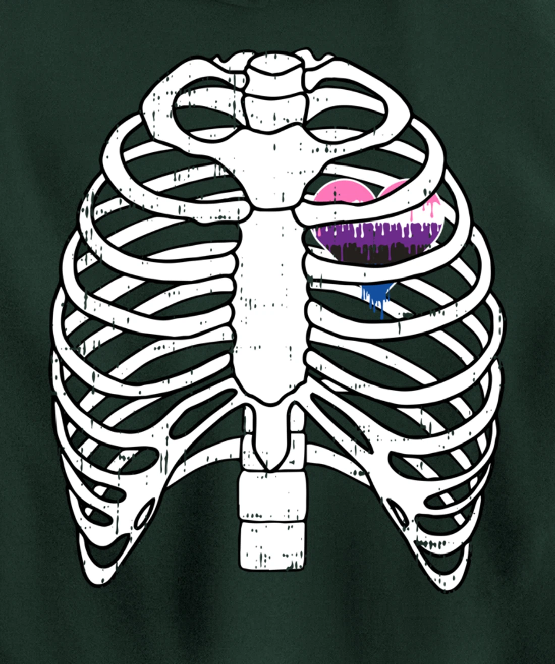 Genderfluid Heart Rib Cage Pride Flag LGBTQ Cool LGBT Gift Pullover Hoodie