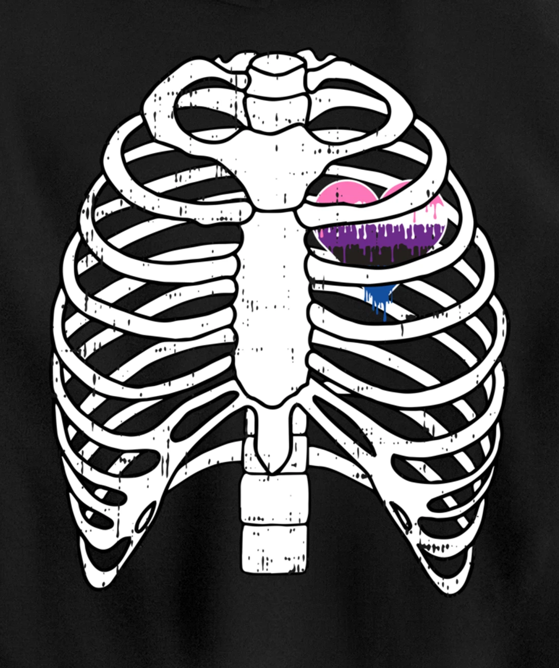 Genderfluid Heart Rib Cage Pride Flag LGBTQ Cool LGBT Gift Pullover Hoodie