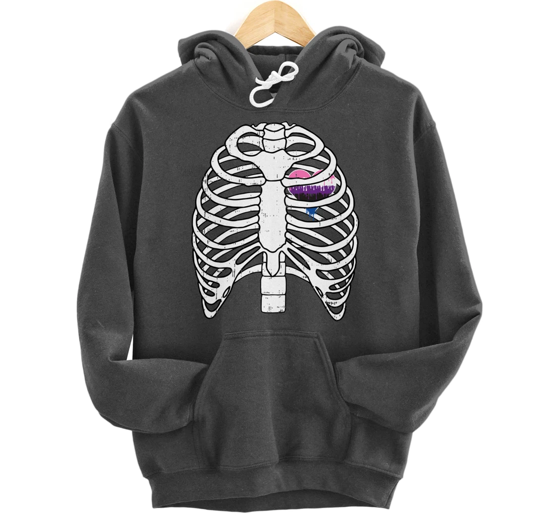 Genderfluid Heart Rib Cage Pride Flag LGBTQ Cool LGBT Gift Pullover Hoodie