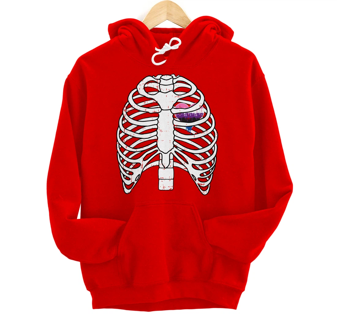 Genderfluid Heart Rib Cage Pride Flag LGBTQ Cool LGBT Gift Pullover Hoodie