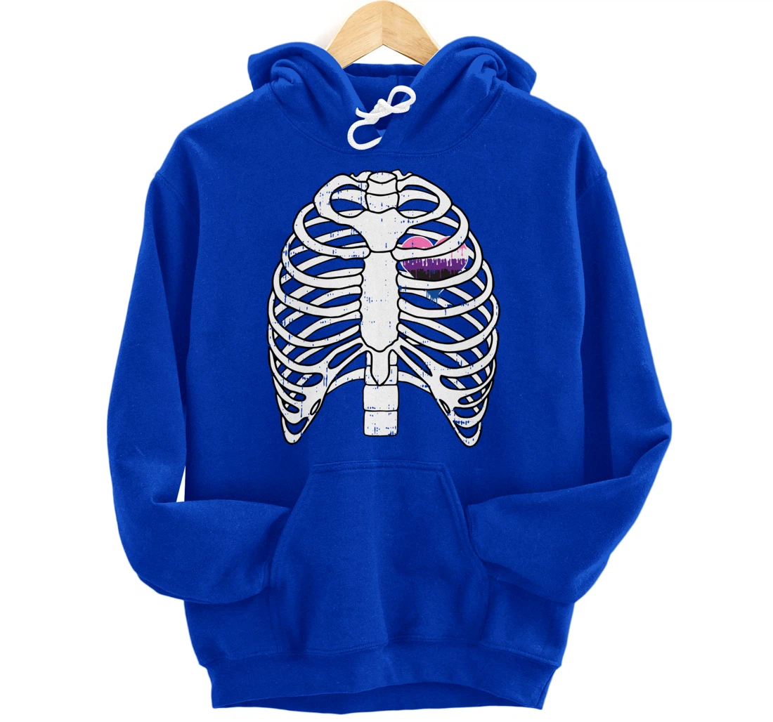 Genderfluid Heart Rib Cage Pride Flag LGBTQ Cool LGBT Gift Pullover Hoodie