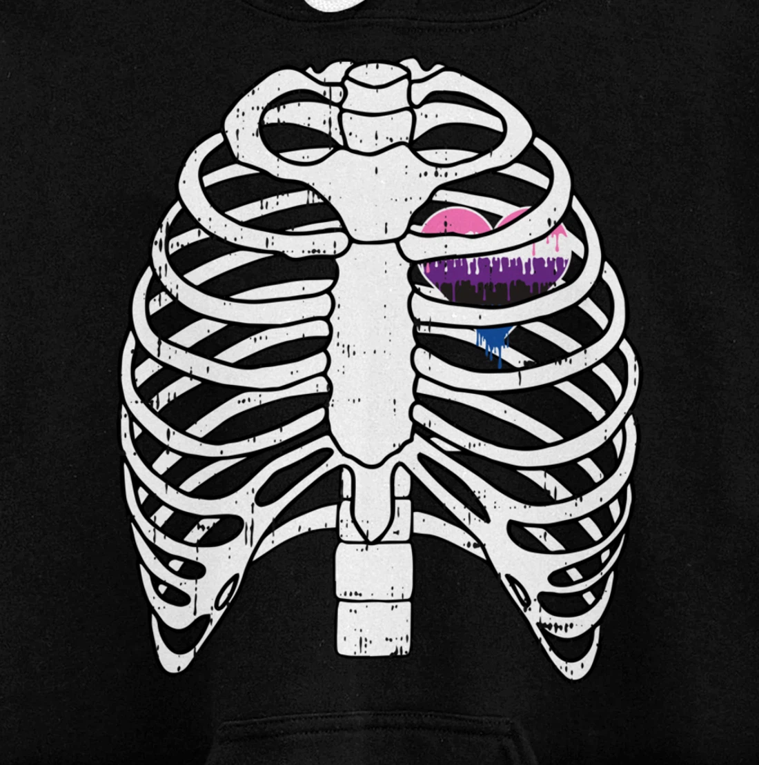 Genderfluid Heart Rib Cage Pride Flag LGBTQ Cool LGBT Gift Pullover Hoodie
