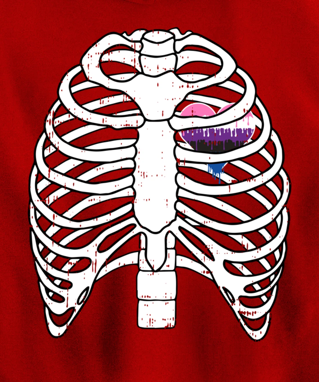 Genderfluid Heart Rib Cage Pride Flag LGBTQ Cool LGBT Gift Pullover Hoodie