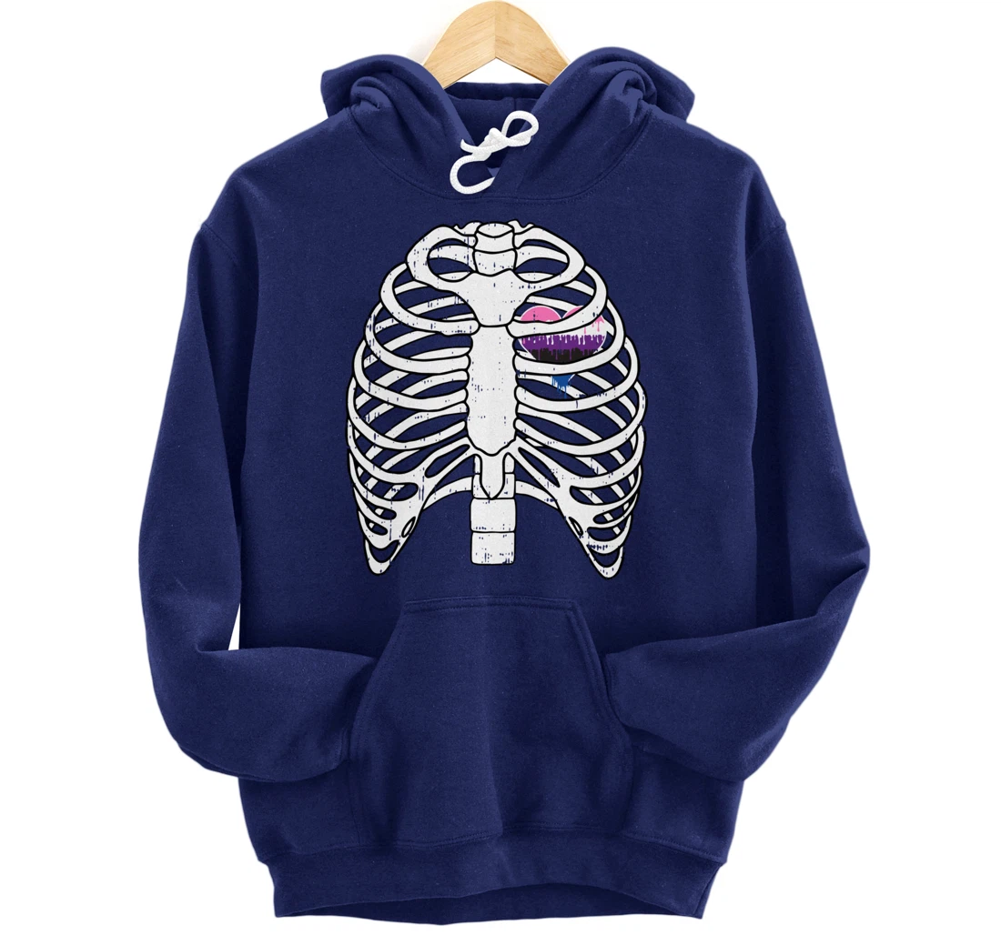 Genderfluid Heart Rib Cage Pride Flag LGBTQ Cool LGBT Gift Pullover Hoodie