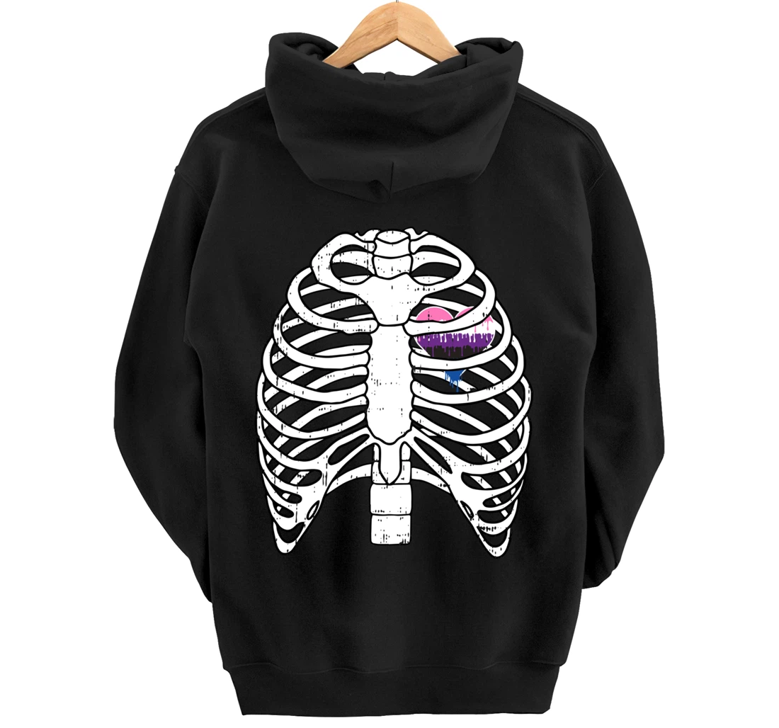 Genderfluid Heart Rib Cage Pride Flag LGBTQ Cool LGBT Gift Pullover Hoodie