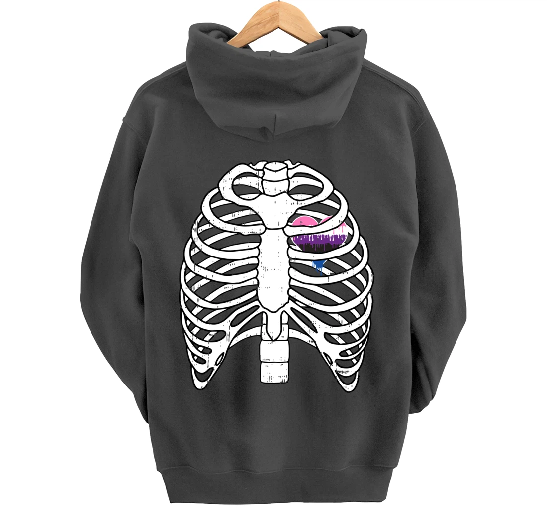 Genderfluid Heart Rib Cage Pride Flag LGBTQ Cool LGBT Gift Pullover Hoodie