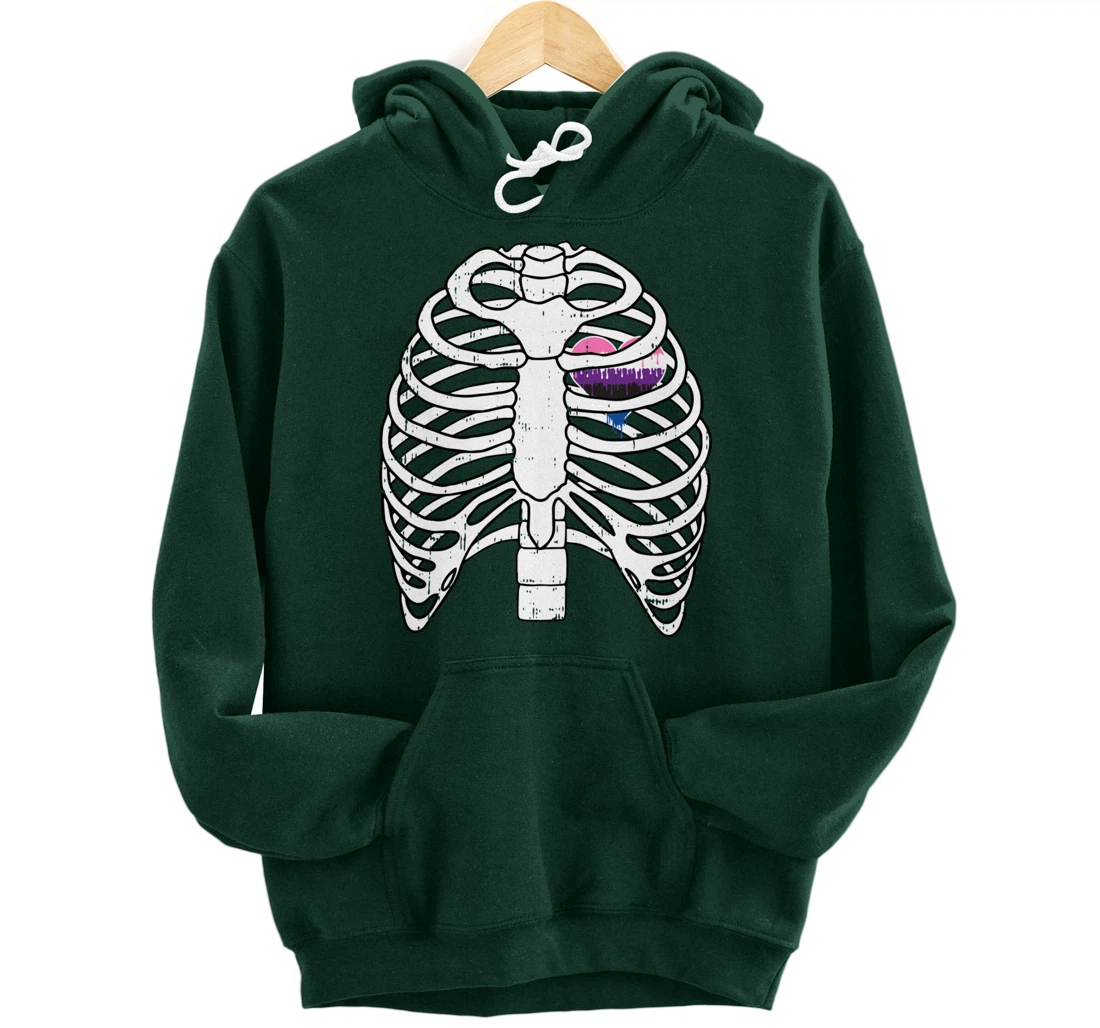 Genderfluid Heart Rib Cage Pride Flag LGBTQ Cool LGBT Gift Pullover Hoodie
