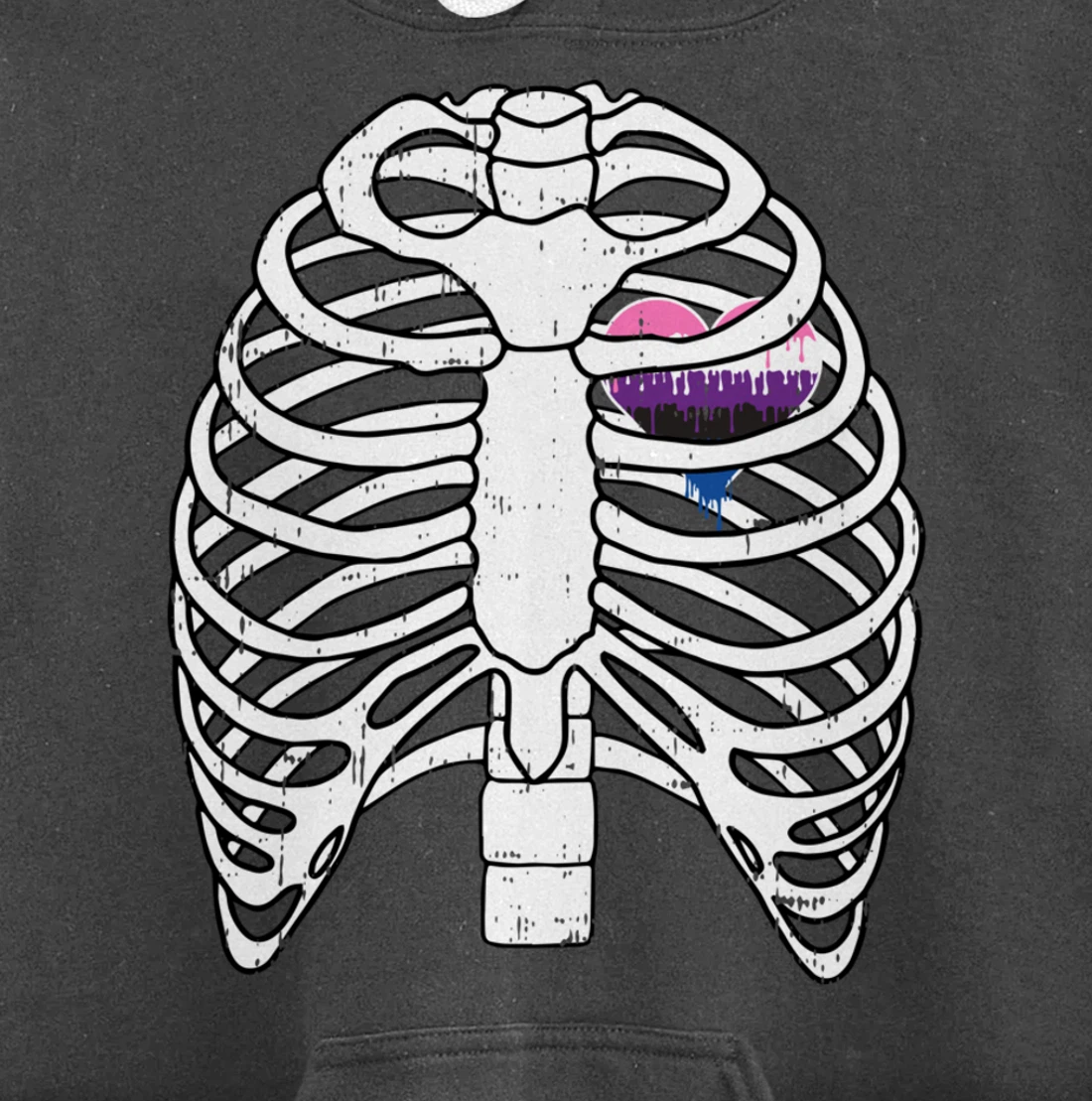 Genderfluid Heart Rib Cage Pride Flag LGBTQ Cool LGBT Gift Pullover Hoodie