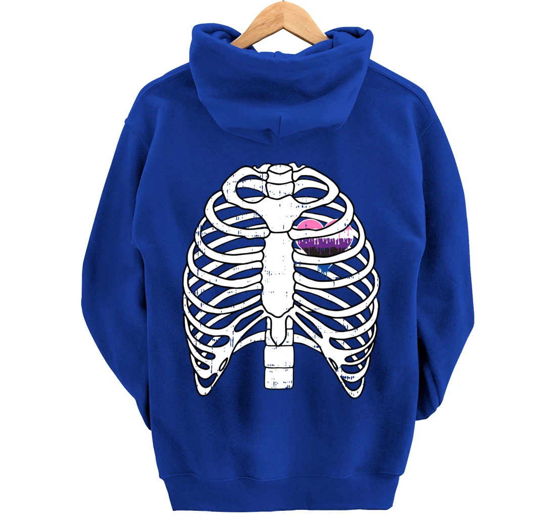 Genderfluid Heart Rib Cage Pride Flag LGBTQ Cool LGBT Gift Pullover Hoodie
