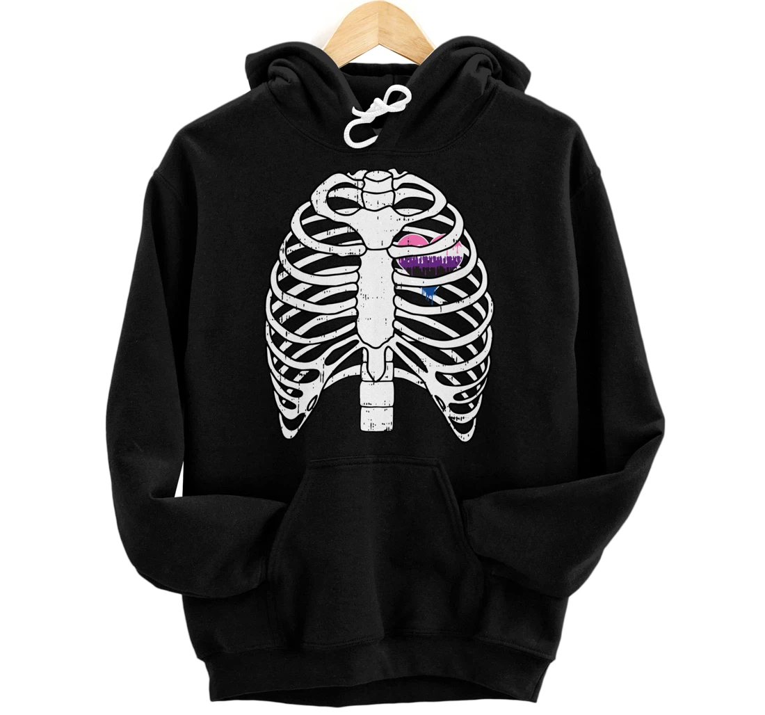 Genderfluid Heart Rib Cage Pride Flag LGBTQ Cool LGBT Gift Pullover Hoodie