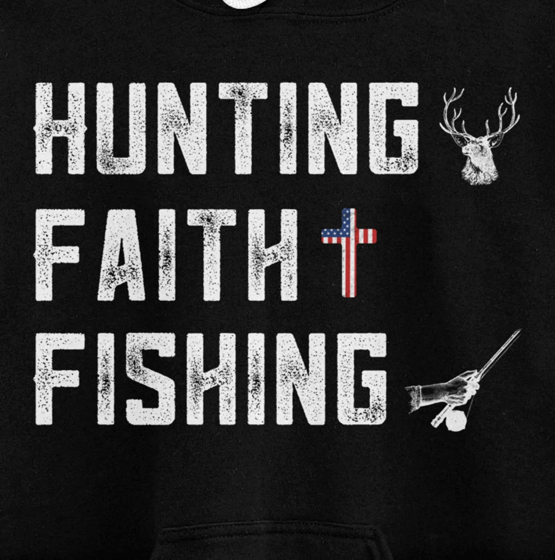 Hunting Faith And Fishing Cross Redneck Gifts American Flag Pullover Hoodie