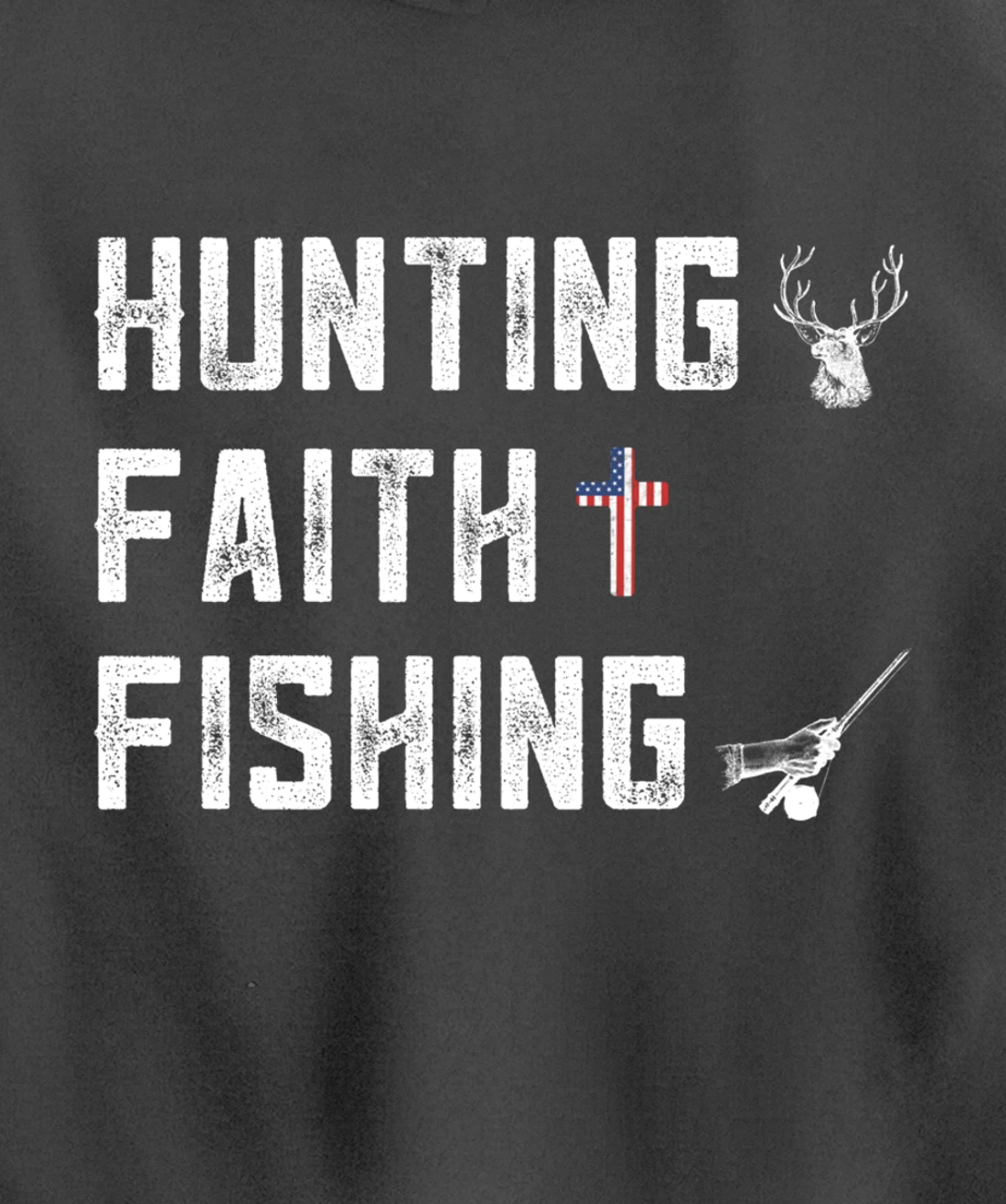 Hunting Faith And Fishing Cross Redneck Gifts American Flag Pullover Hoodie