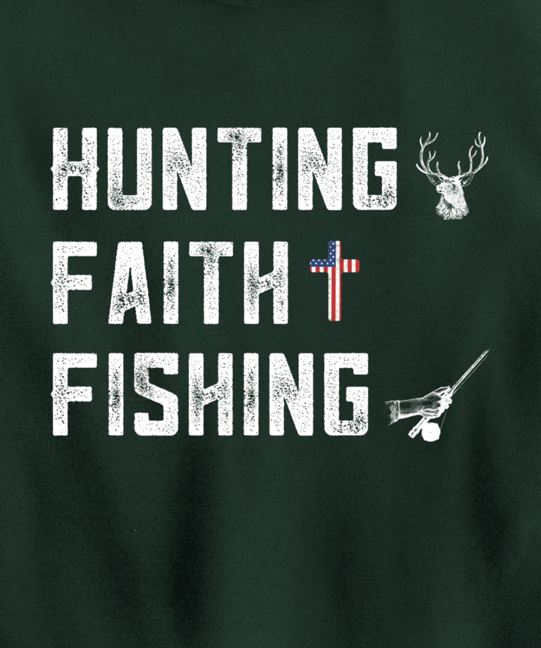 Hunting Faith And Fishing Cross Redneck Gifts American Flag Pullover Hoodie