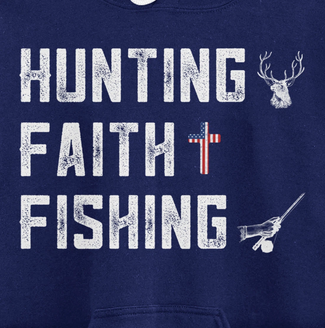 Hunting Faith And Fishing Cross Redneck Gifts American Flag Pullover Hoodie