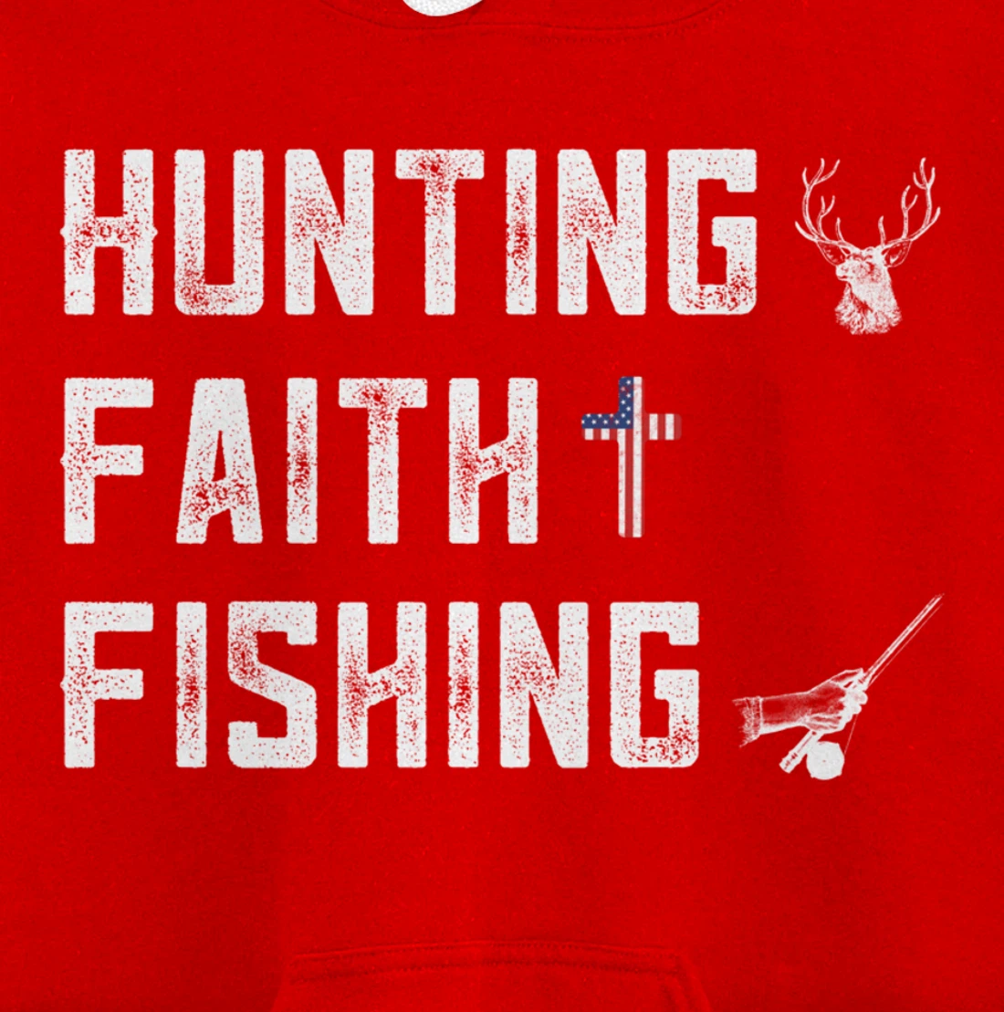 Hunting Faith And Fishing Cross Redneck Gifts American Flag Pullover Hoodie