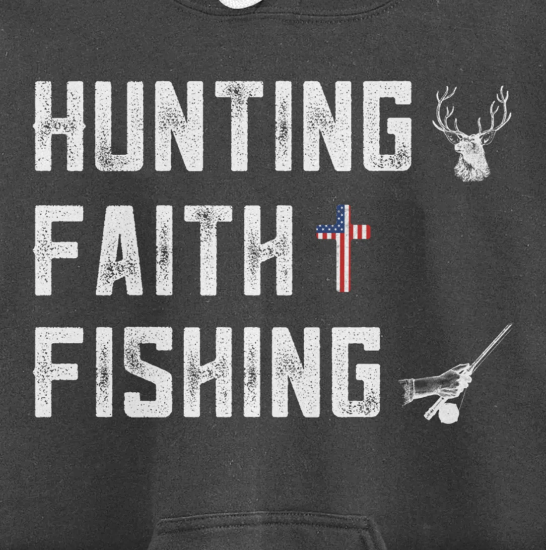 Hunting Faith And Fishing Cross Redneck Gifts American Flag Pullover Hoodie