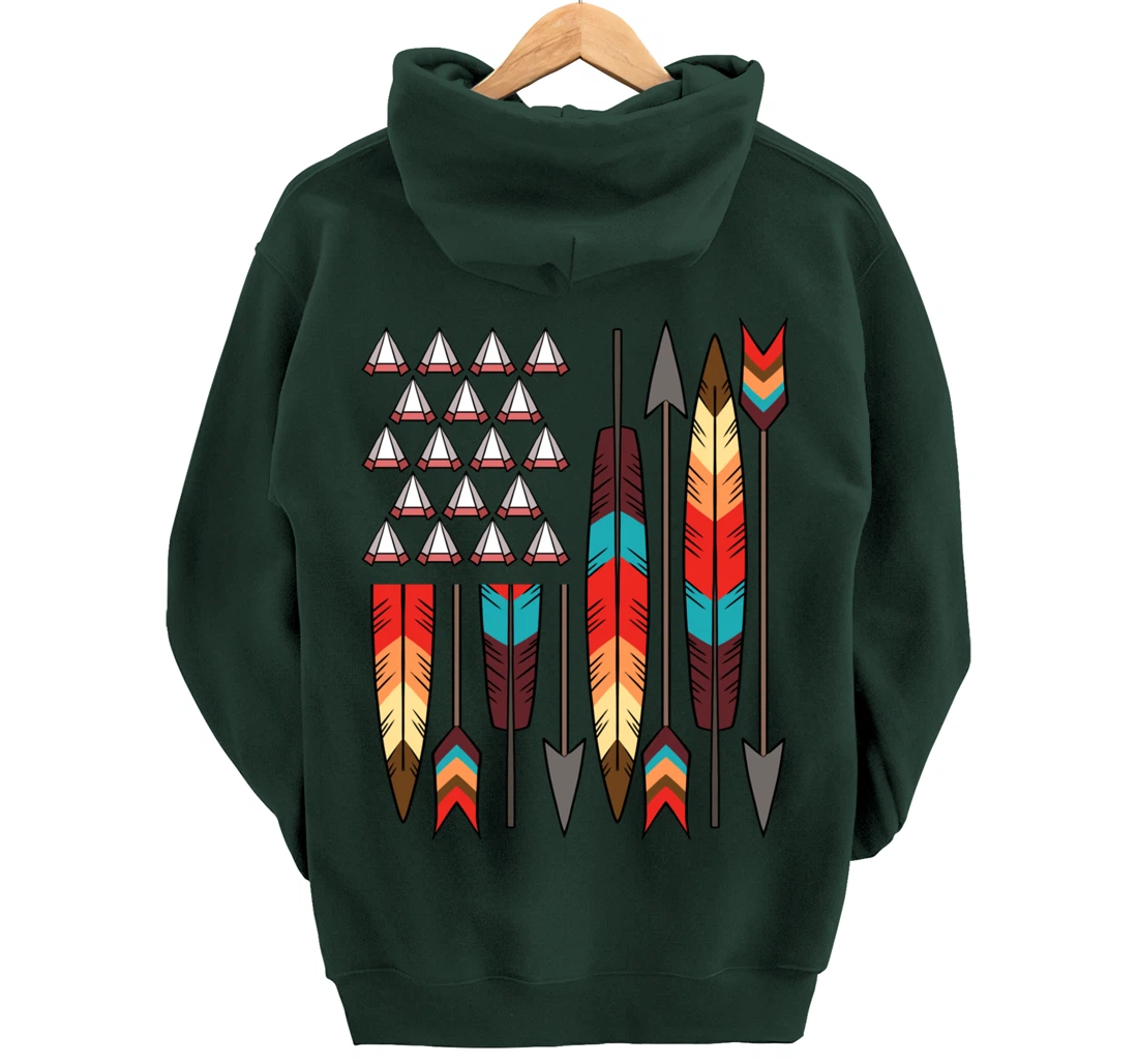 Native American Pride USA Flag Jersey Pullover Hoodie