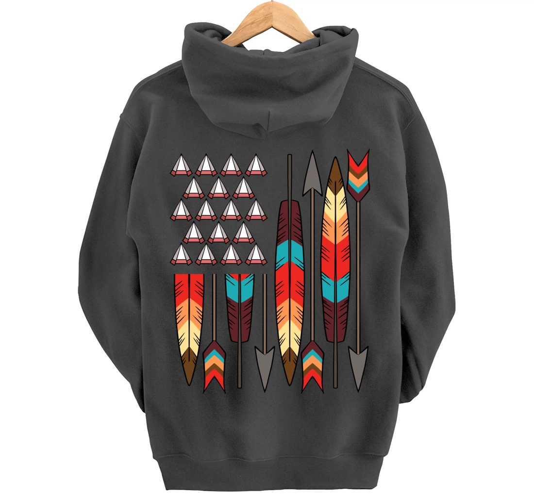 Native American Pride USA Flag Jersey Pullover Hoodie