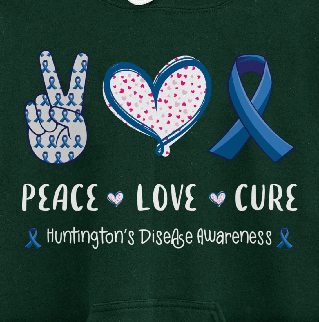 Peace Love cure Huntington's disease HD awareness men women Pullover Hoodie