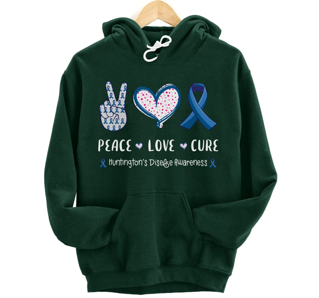 Peace Love cure Huntington's disease HD awareness men women Pullover Hoodie