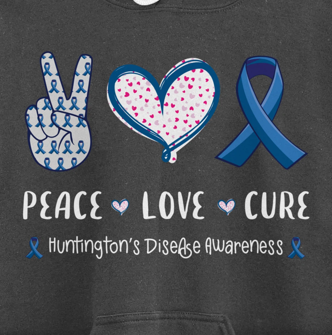 Peace Love cure Huntington's disease HD awareness men women Pullover Hoodie