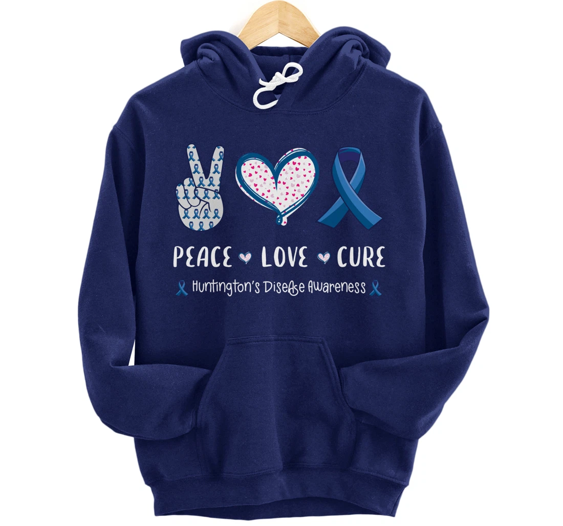 Peace Love cure Huntington's disease HD awareness men women Pullover Hoodie