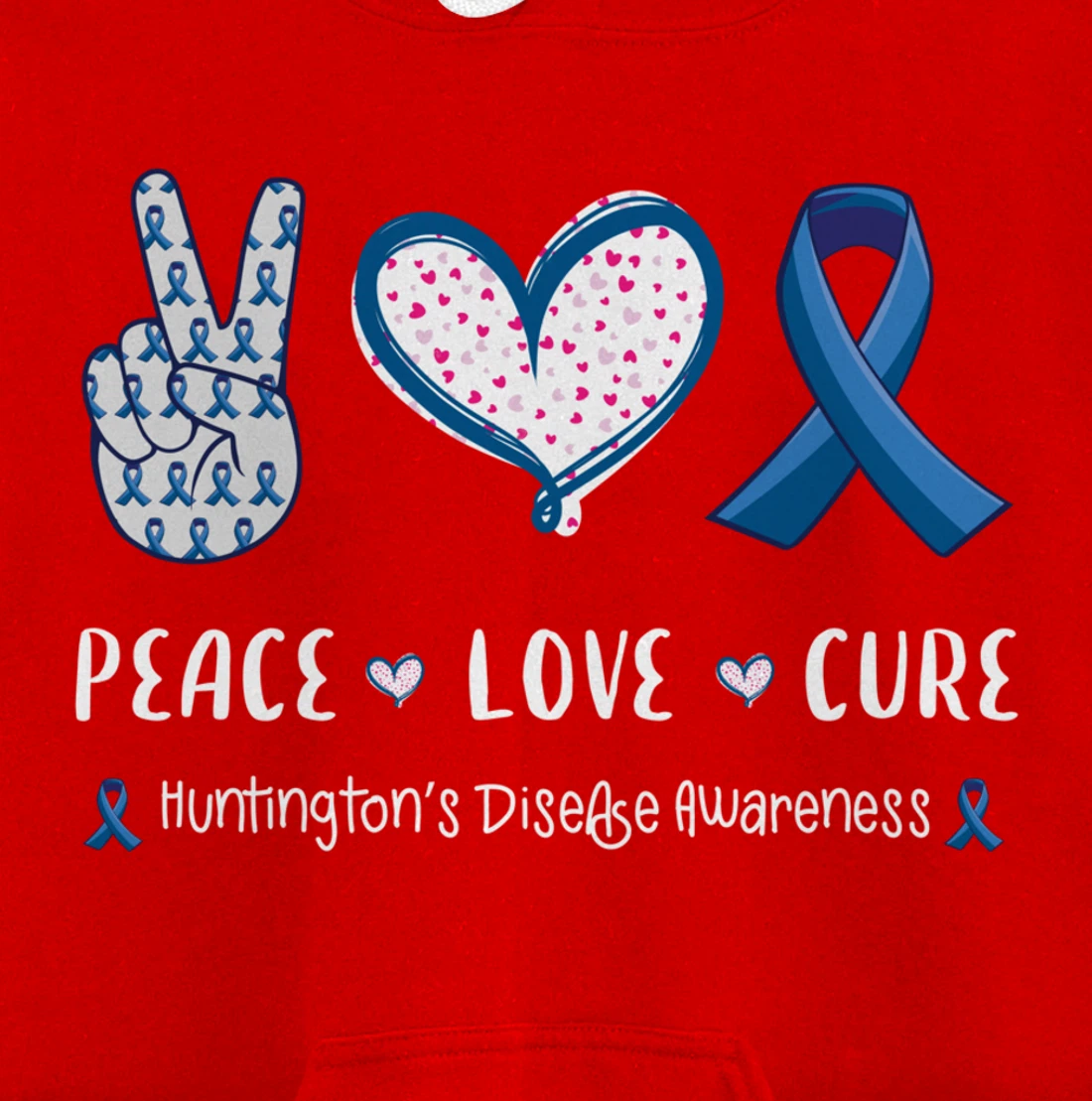 Peace Love cure Huntington's disease HD awareness men women Pullover Hoodie