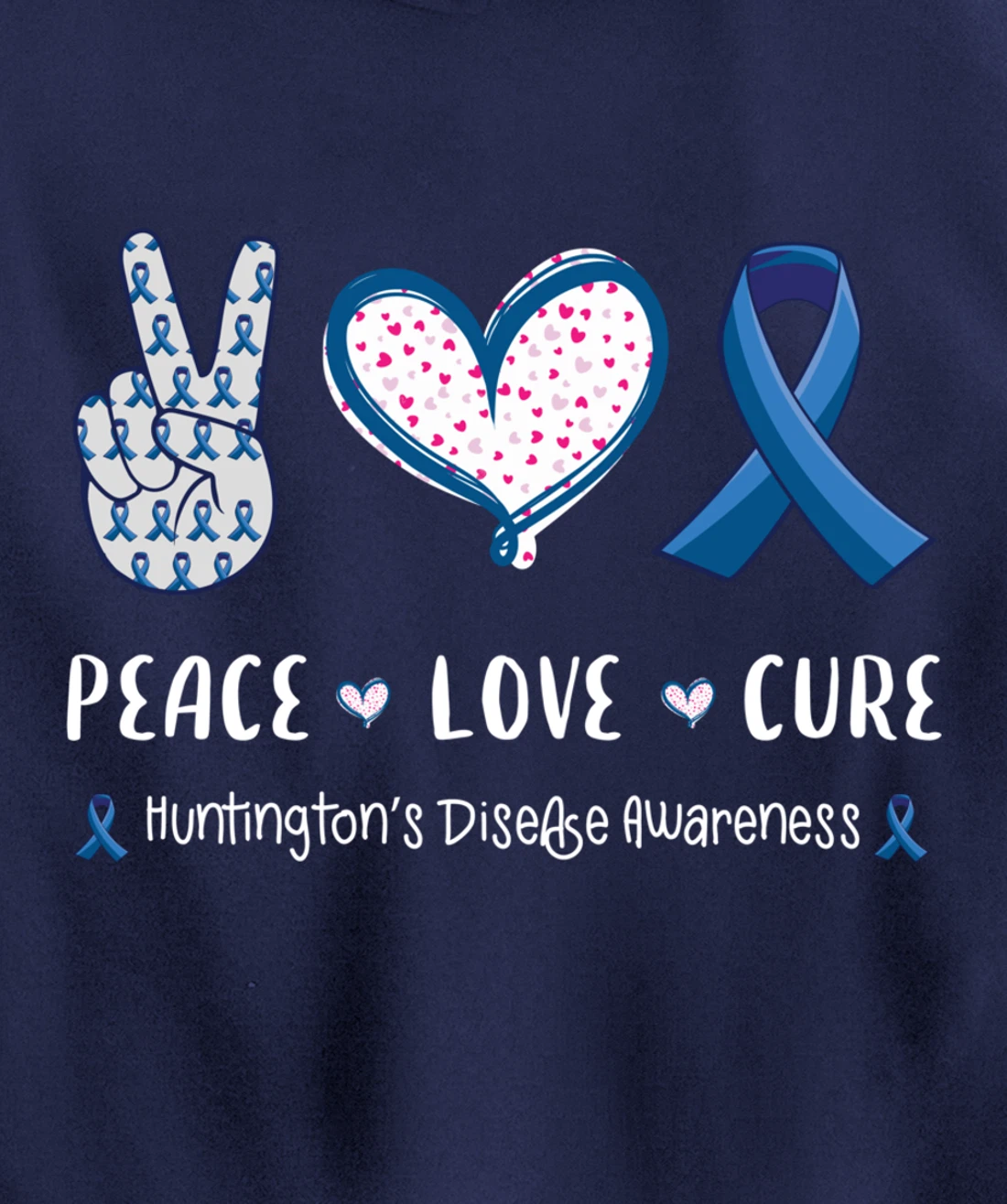 Peace Love cure Huntington's disease HD awareness men women Pullover Hoodie