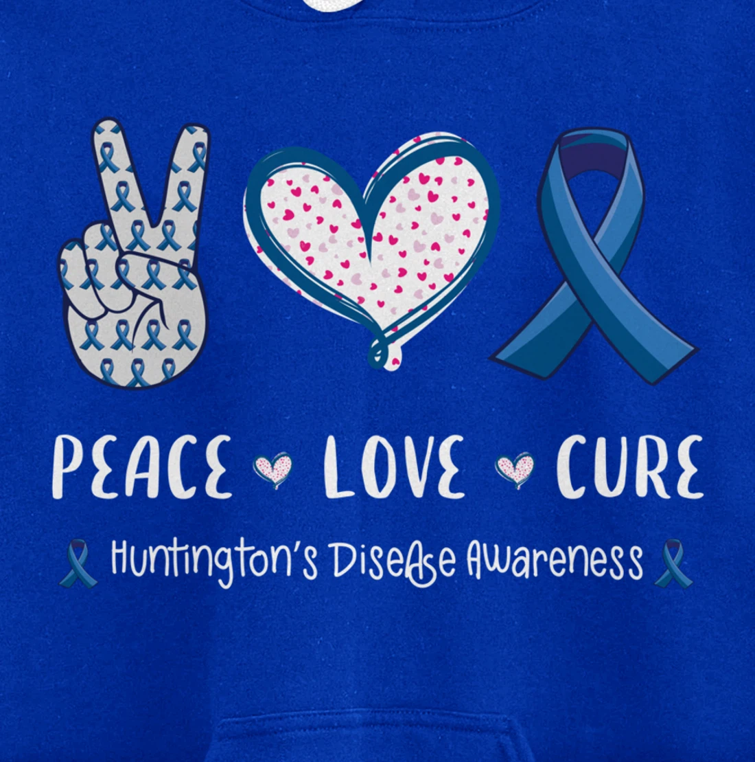 Peace Love cure Huntington's disease HD awareness men women Pullover Hoodie