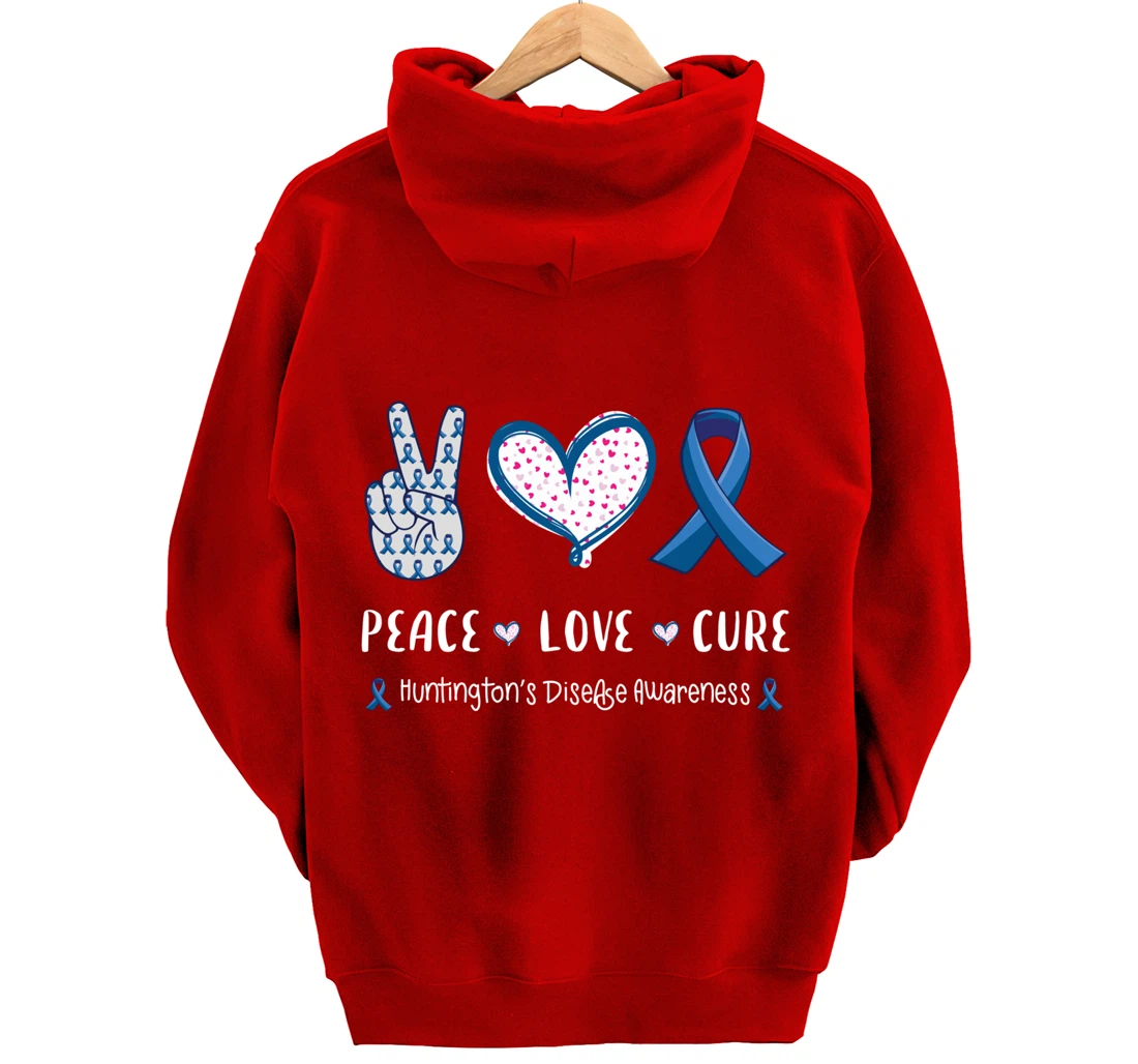 Peace Love cure Huntington's disease HD awareness men women Pullover Hoodie